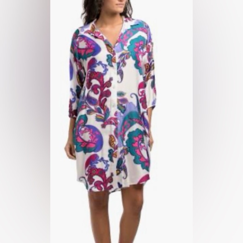 Johnny Was Multicolor Floral Mini Dress